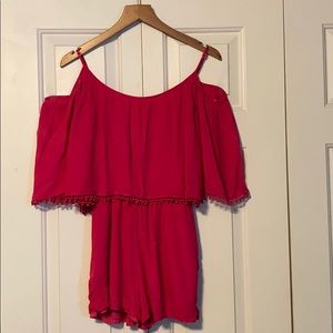 Pink off the shoulder romper
